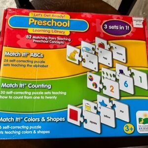 Preschool Learning Library puzzles. ABCs Counting Colors Shapes & 8 packs cards